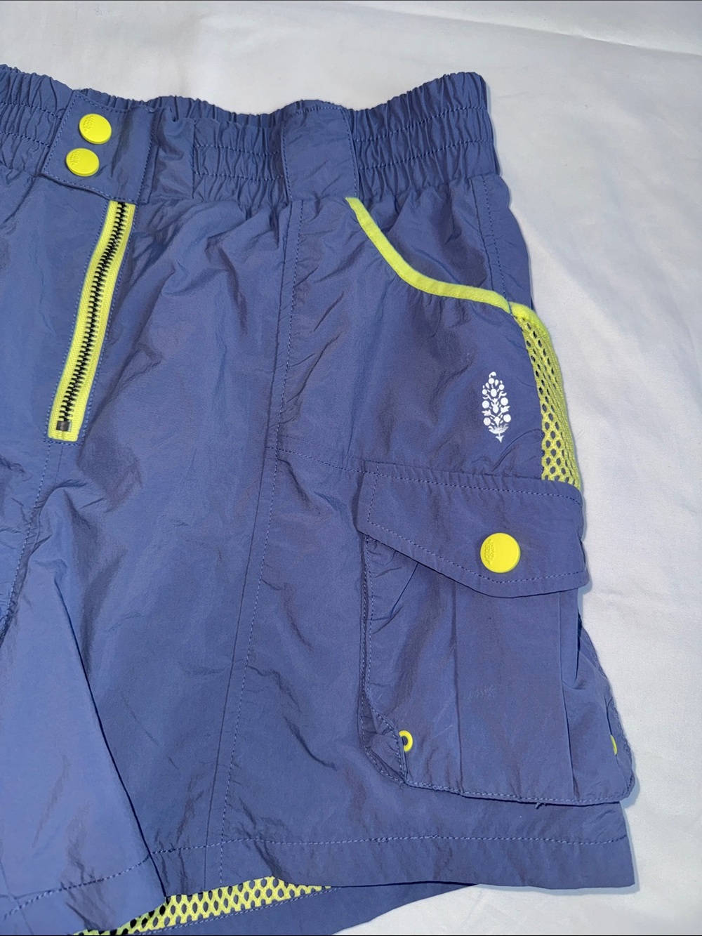 FP Movement by Free People Navy Shorts with Neon Yellow Trim - Picture 3 of 9